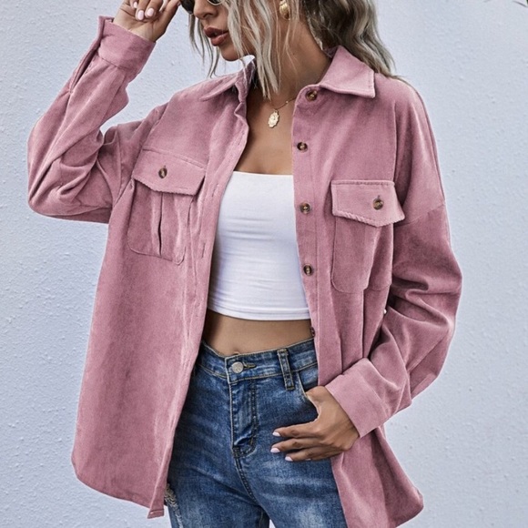 Rust brown oversized button down pocket shacket - Picture 5 of 13